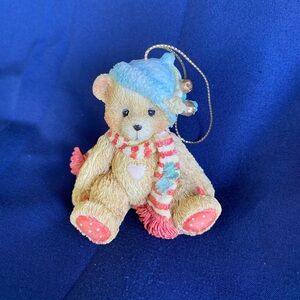 Adorable Teddy Bear Ornament with Scarf and Hat